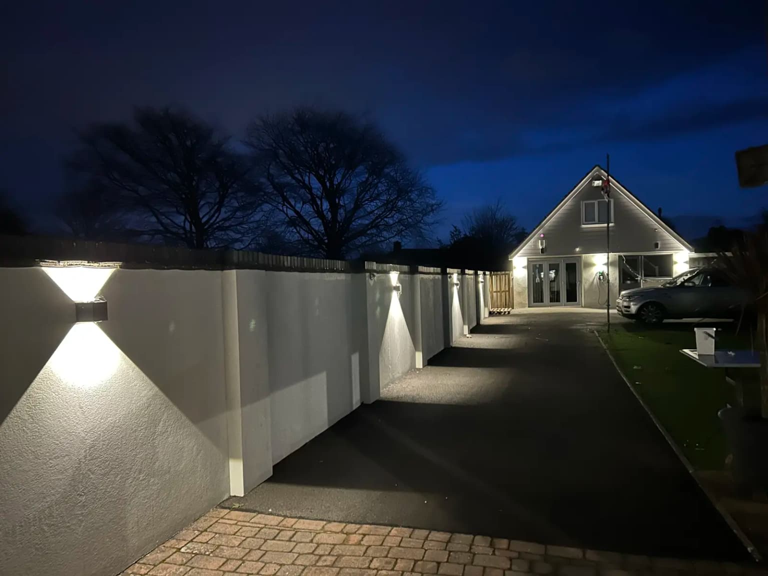 Night-time driveway and wall lighting