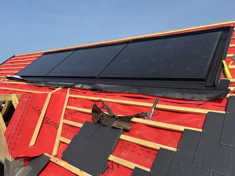 Close view of solar panels on a residential roof